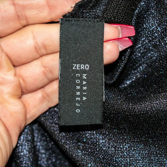 ZERO Maria Cornejo the Bubble Dress Blue Metallic wool Blend Women's Size 2 - Picture 2 of 7